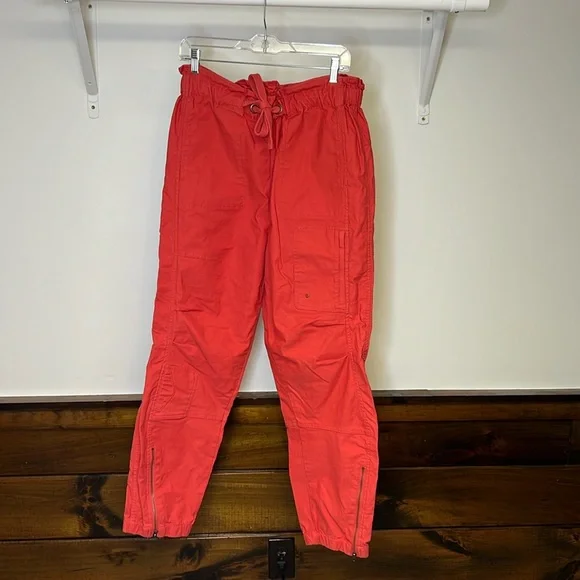 Free People Movement Red Elastic Waist Cargo Pants- M - Picture 1 of 8